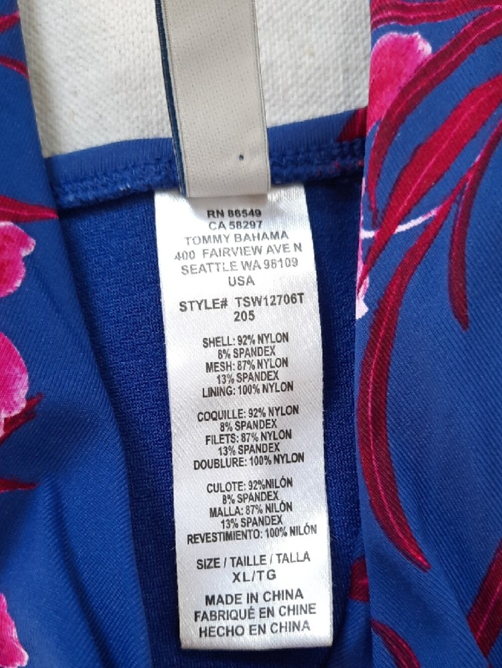 Tommy Bahama Navy Blue Floral Twist-Front Swim Tankini Top - Picture 3 of 8